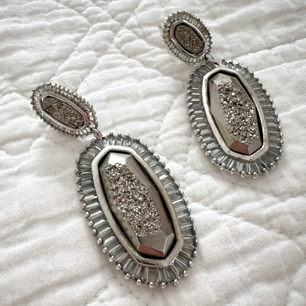 Kendra Scott Silver Drusy Statement Earrings
